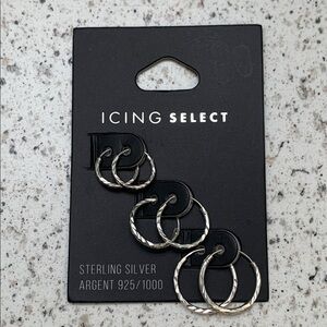 ICING Select Set of Three Mini Sterling Silver Earrings 925